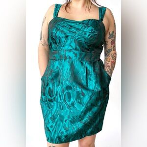 Torrid Teal and Black Patterned Party Dress